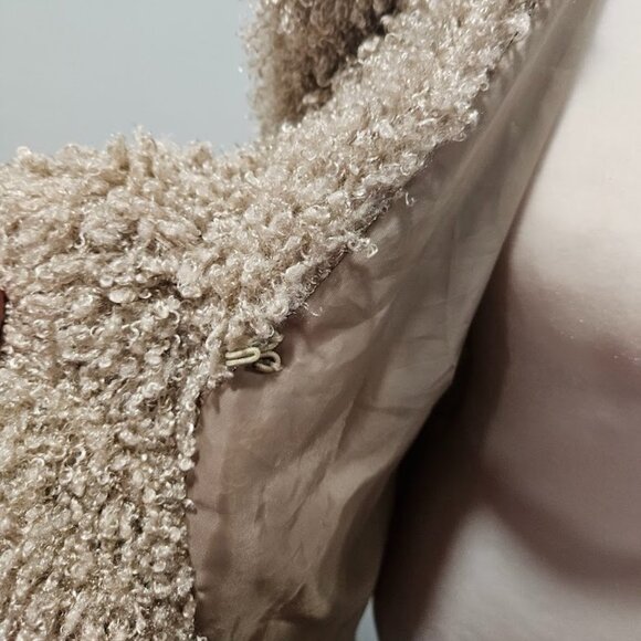 Sioni Beige Fuzzy Soft Blazer Jacket Large Long Sleeve Lined Boho Chic Comfy - Picture 6 of 12